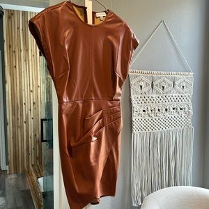 Brown Lucy Paris pleather mini dress, form-fitting, size S